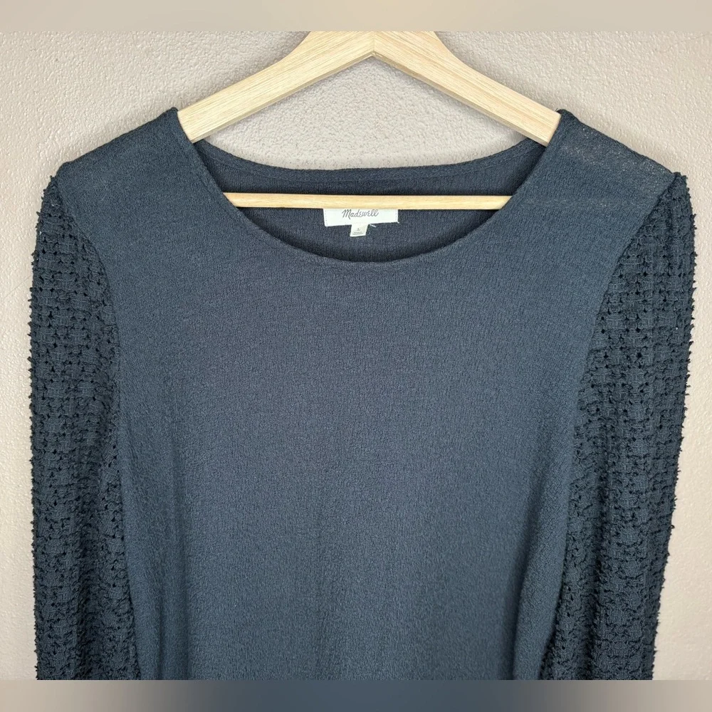 Madewell Texture & Thread Eyelet Mix Ruffle-Sleeve Top Sz Large Whimsigoth Boho - Picture 4 of 14